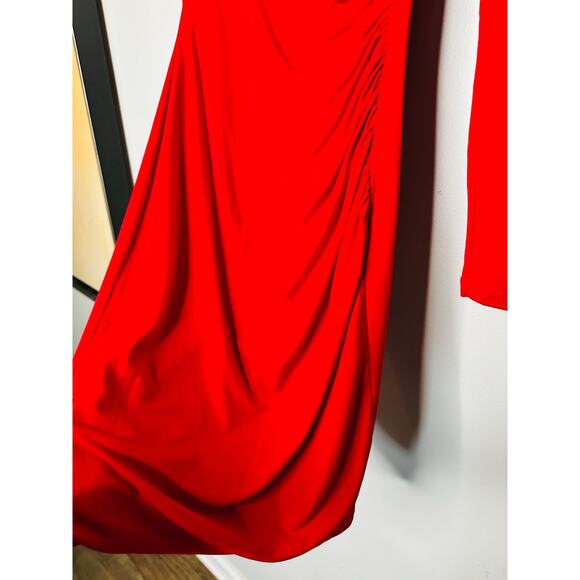 NOOKIE Red Jersey Squareneck Sheath Harley Structured Shoulders Mini Dress S - Picture 10 of 16